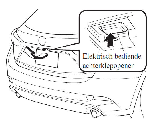 Openen van de achterklep/het kofferdeksel met de elektrisch bediende achterklep/kofferdekselopener