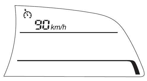 Display van ingestelde rijsnelheid van kruissnelheidsregelaar